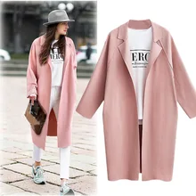 Long solid open front Cardigan pink blazer women Kawaii elegant fashion blaser mujer 2019 Autumn Office lady business suits