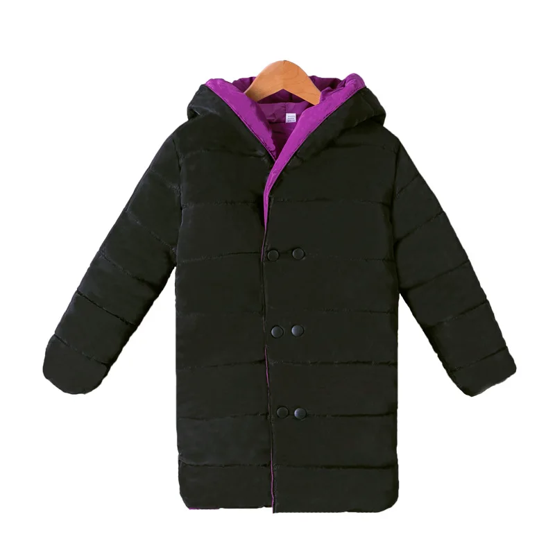 

Fashion Winter Thicken Warm Kids Reversible Coat Cotton Filler Heavyweight Girls Jackets Double Breasted Outfits 3-12 Years Old