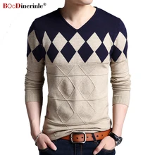 BOoDinerinle осенний мужской свитер с длинным рукавом с v-образным вырезом призматический женский свитер зимний теплый плотный тонкий джемпер K162