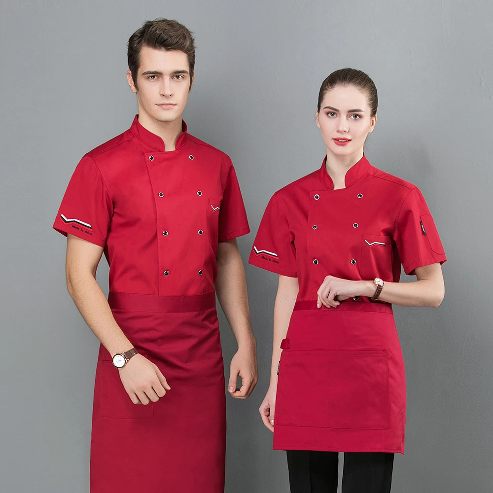 2019 качество с короткими рукавами Униформа с вышивкой Форма повара ресторана унисекс фаст-фуд обслуживание Кофе Торт Форма для выпечки
