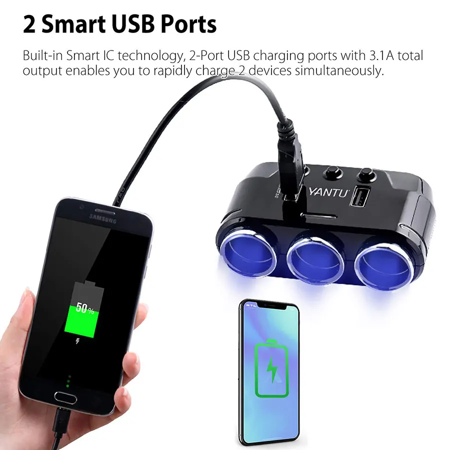 USB адаптер для зарядного устройства от прикуривателя автомобиля 12 V 24 Splitter гнезда