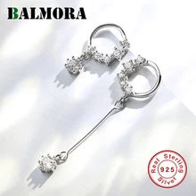 BALMORA,, настоящее 925 пробы, серебряные, круглые, асимметричный дизайн, серьги-гвоздики для женщин, девушек, подарок, серьги, ювелирное изделие, YCE2947