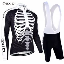 Bxio с длинным рукавом Велонаборы про осень горный велосипед Костюмы MTB черный череп Велосипедный Спорт Майки топ скорость Майо Ciclismo 042