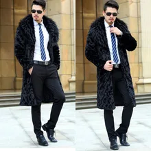 S/6XL мужской длинный участок из искусственной норки пальто с мехом Зима Осень теплые мужские большеразмерные искусственный меховая верхняя одежда черные повседневные топы Новые D394