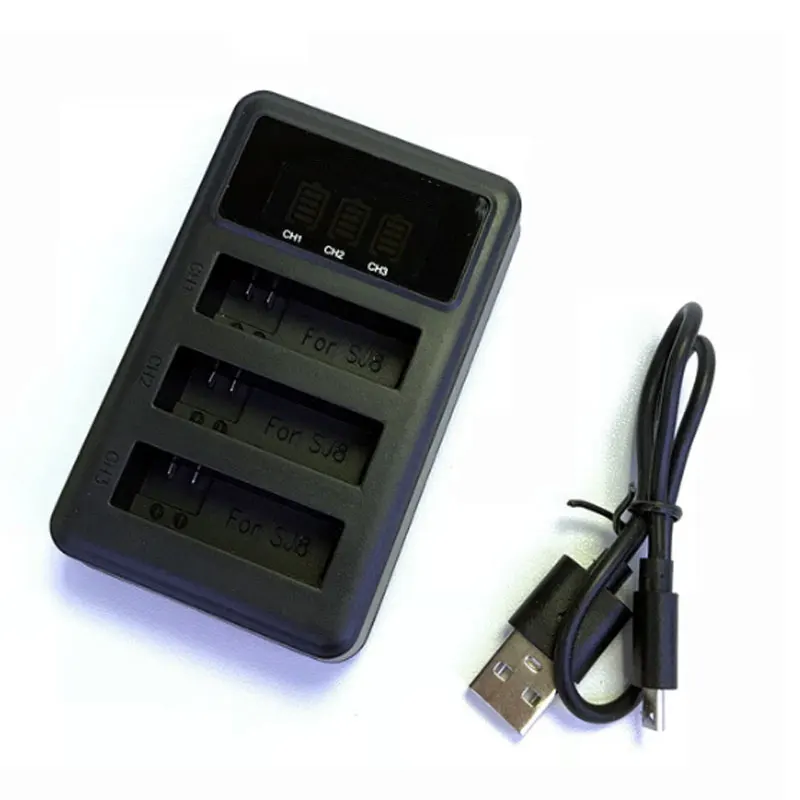 SJ8 Charger Для SJ6 SJ7 SJ8 3-слоты USB Батарея зарядное устройство для камеры для спортивной экшн-камеры SJCAM Батарея ЖК-дисплей Экран Дисплей зарядный кабель контейнер для аккумуляторов коробка - Цвет: SJ8 Charger