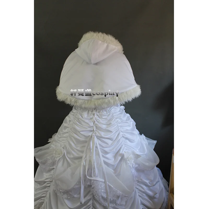 

white ariel ruffled gown with short cloak shomedieval Renaissance Gown princess Costume Victorian Marie Antoinette/ Belle Ball