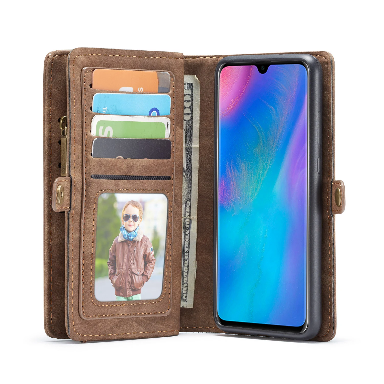 Чехол для huawei P30 2 в 1, многофункциональный складной кошелек, кожаный чехол с откидной крышкой для смартфона, сумка на молнии, чехол для huawei P30 Pro
