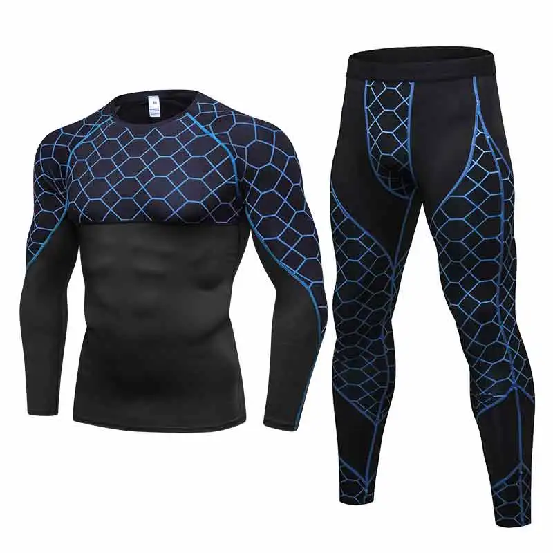 Бренд, Быстросохнущий облегающий высококачественный мужской спортивный костюм для бега, тренировочная Спортивная одежда для спортзала, Черная Мужская спортивная одежда