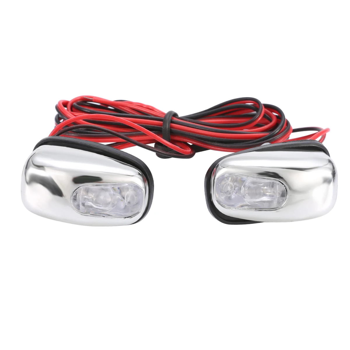 New Pair Chrome White LED Light Lamp Windshield Jet Spray Nozzle Wiper Washer Eyes for Car Decorative Lamps