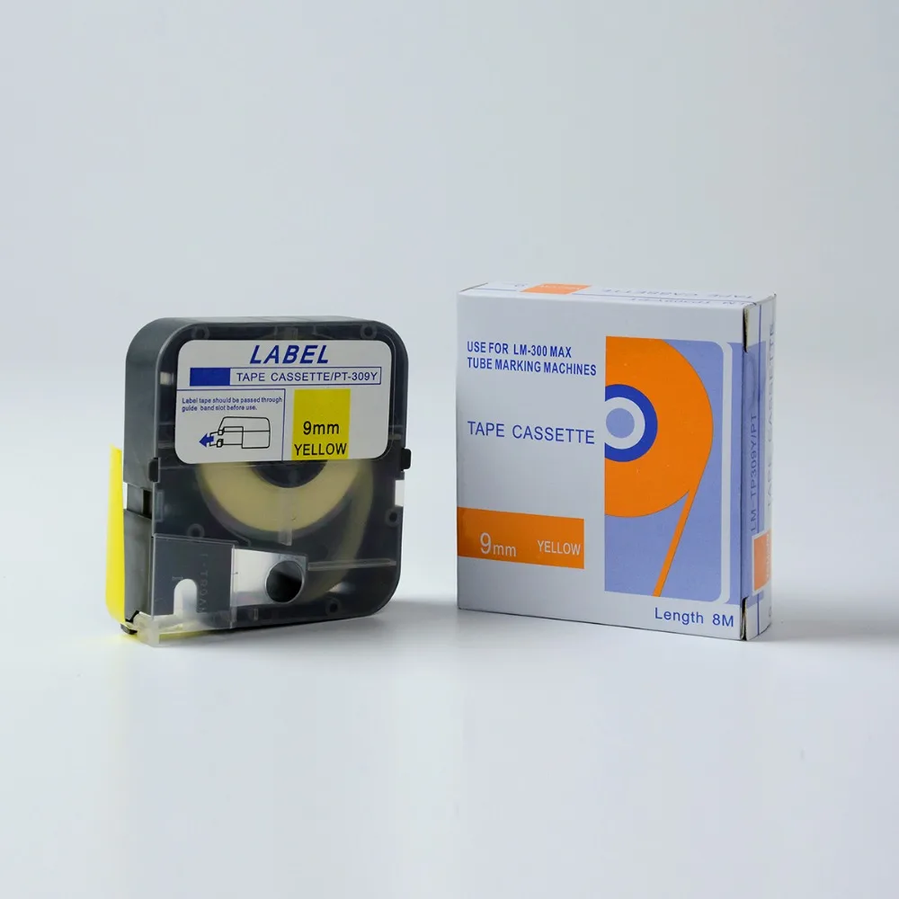 Comptible MAX лента для этикеток 9 мм желтый LM TP309Y (PT 309Y) принтера leatwin 380E 370A|Ленты