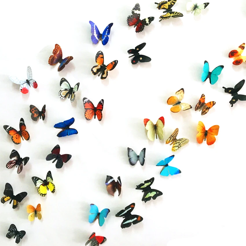 

Free shipping 18pcs PVC 3d Butterfly wall decor cute Butterflies wall stickers art Decals home Decoration room wall art