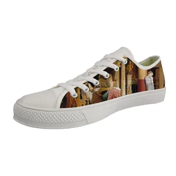 

Walking Shoes Art Painting Low Top White Canvas Vulcanized Shoes for Male 2020 New Customizable Lace-up Sneakers Dropshipping