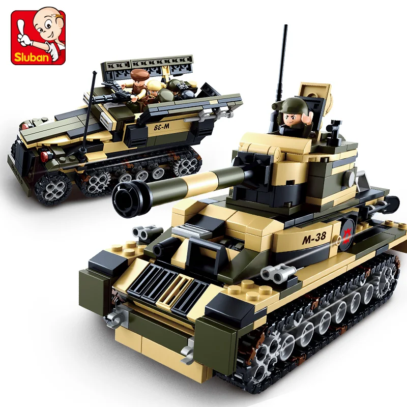

Model building kits compatible with lego Military tank 928 pcs B0587 8 in 1 3D blocks Educational model building toys Sluban 018