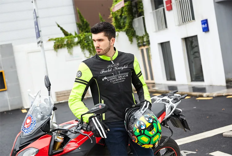 Мужские мотоциклетные полноячеистая сеть летняя куртка байкерская куртка протектор груди