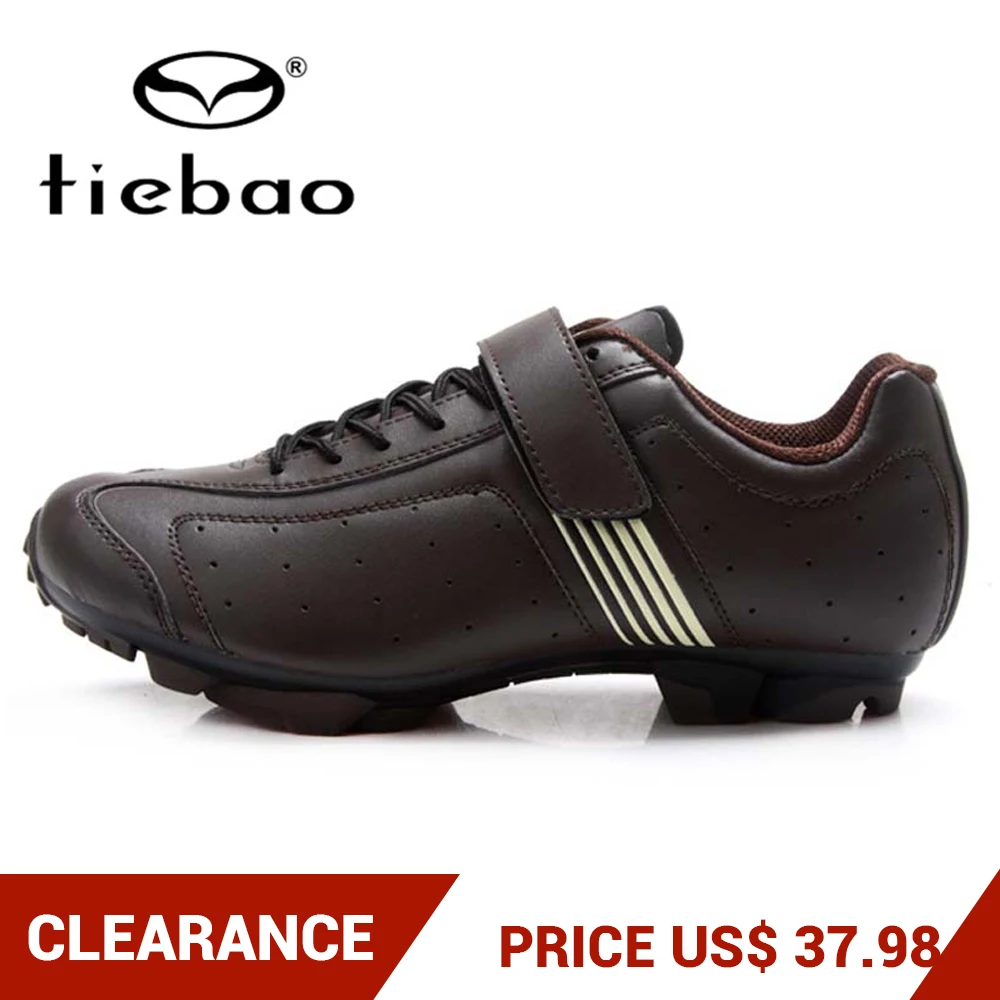 

Clearance! Tiebao Vintage Style MTB Cycling Shoes Bike Bicycle Shoes Cleated Mountain Bike Self-Locking Shoes Clismo Patillas