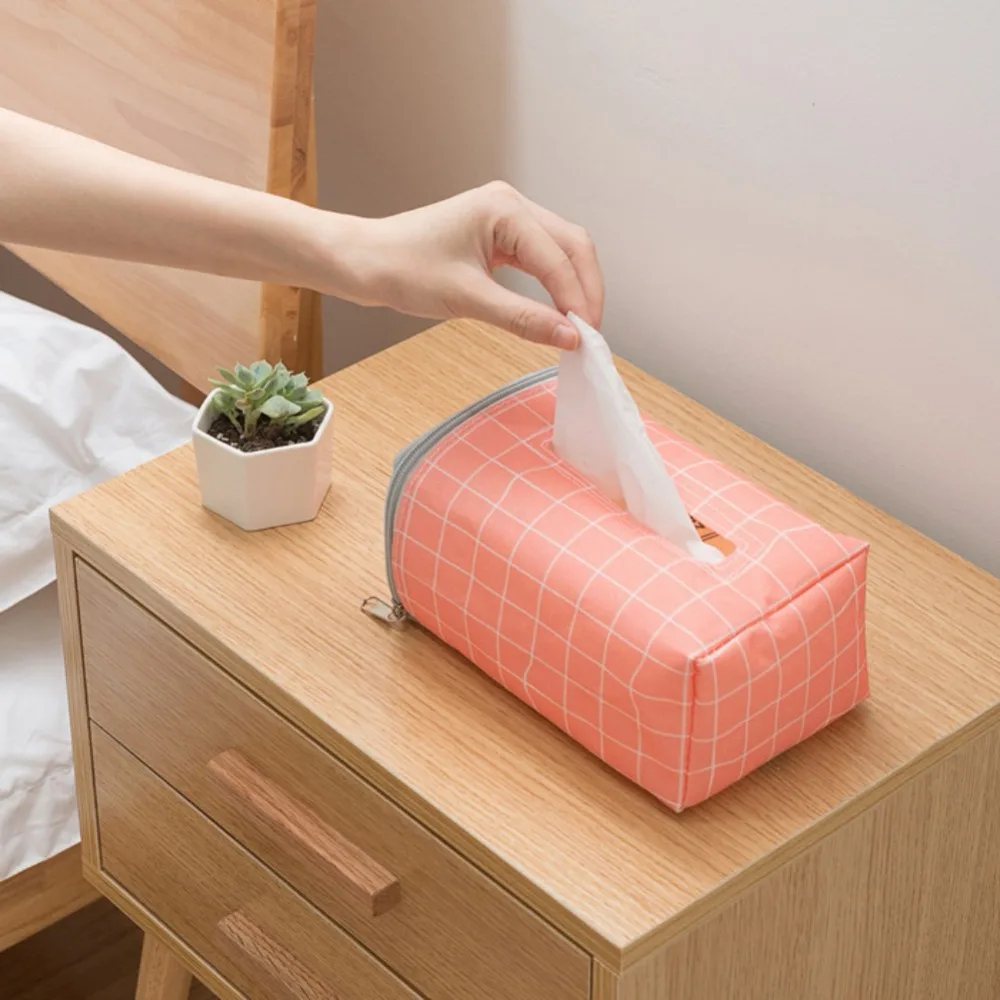 

New Car Seat Back Tissue Paper Organizer Box Travel Home Tissue Napkin Holder Storage Bag With Zipper Storage Bags