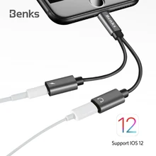 

Benks Dual 8Pin Audio Adapter For Lightning Charger Adapter Audio Charger Earphone Cable For iPhone Xs Max Xr X 10 8 7 Plus