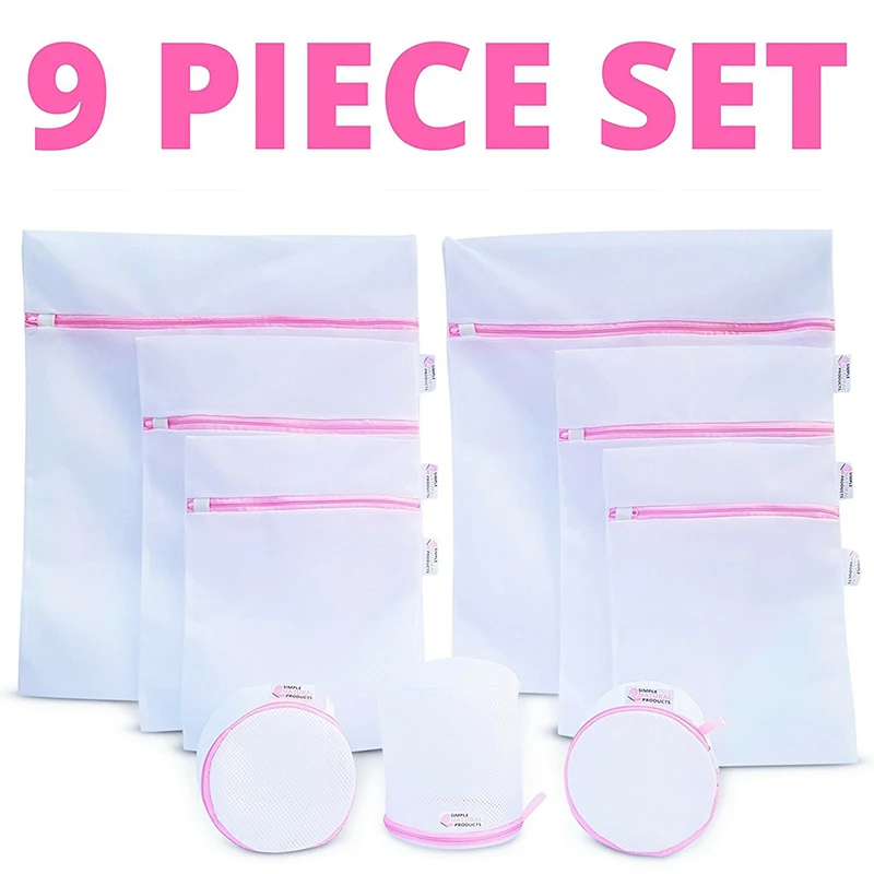 Фото 9 PCS/set Pink Fashion Lingerie Bras Laundry Bags Baskets Socks Machine Mesh Bag Household Cleaning Tools Wash Care |