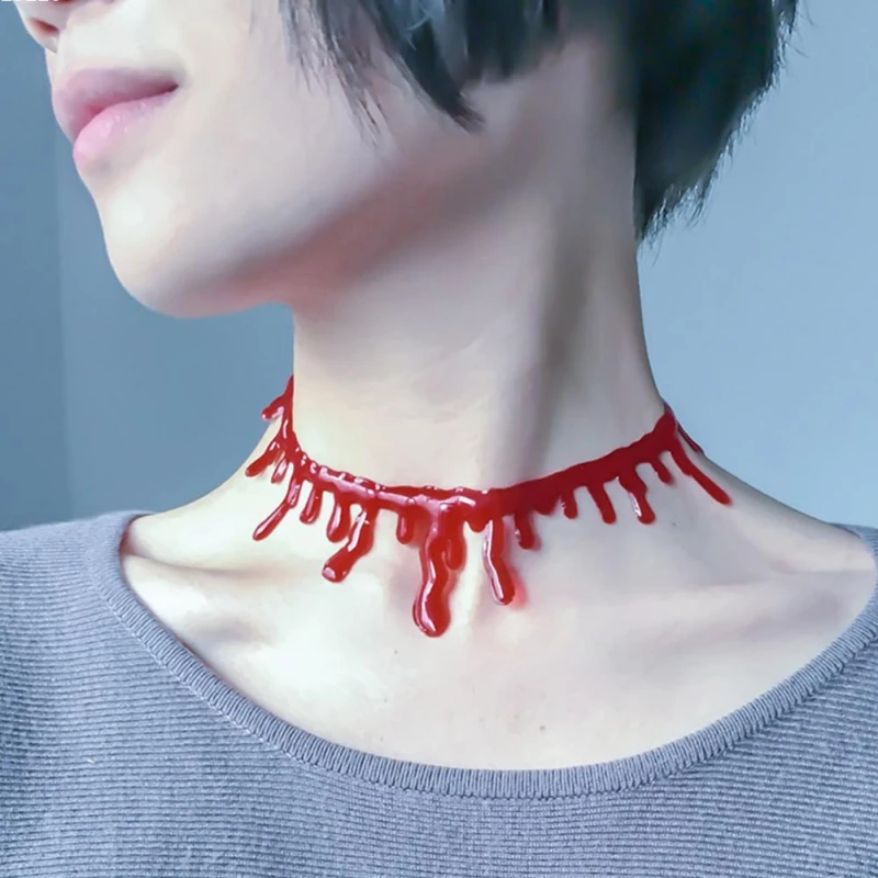 Halloween Costumes Blood Drip Necklace Vampire Bloody Choker Necklace Scary Party Favors Decorations Accessories
