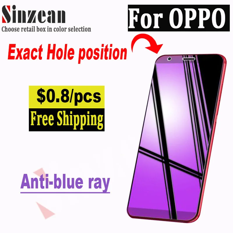

20pcs For OPPO Reno/F11 PRO/R19/realme u1/A73/F9/A37/A83/AX7 2.5D Full Glass EXACT HOLE Anti purple/blue ray Screen Protector