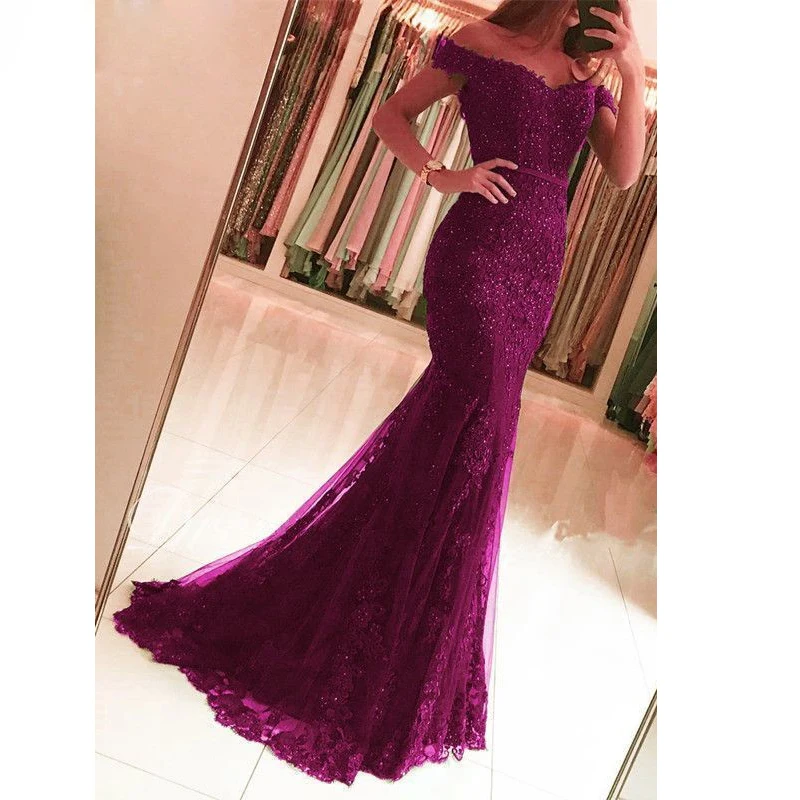Off-the-Shoulder-Beaded-Lace-Prom-Long-Elegant-Dresses-vestido-formatura-Red-Mermaid-Prom-Evening-Dress