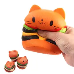 Гамбургер кошка уплотнение игрушка-антистресс игрушки медленно поднимающиеся милые Креативные Дети Кошка сжатие торта игрушка домашняя