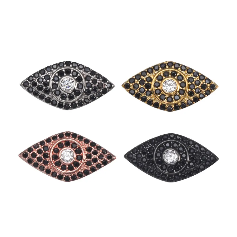 Микро проложить черный CZ Циркон evil eye Шарм Кристалл Rhinestone Бусины накачкой глаз DIY