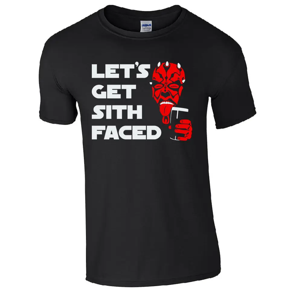 

Let's Get Sith Faced T-Shirt - Funny Star Wars Darth Maul Inspired Joke Mens Top Youth Round Collar Customized free shipping