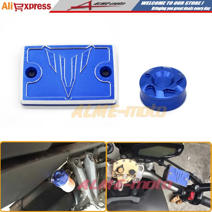 

Blue Front & Rear Brake Reservoir Fluid Cover Cap For YAMAHA MT-09 FZ-09 2014-2015