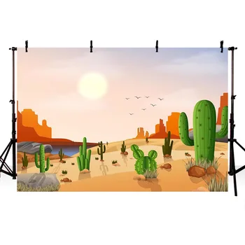 

MEHOFOTO Backdrops for Photography Studio Desert Cactus Plant Cartoon Western Cowboy Kids Professional Background Photocall