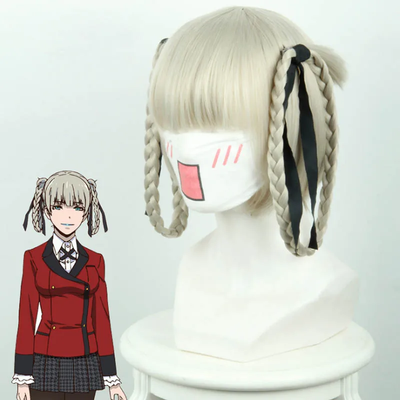 Coshome Kakegurui Compulsive Gambler Cosplay Wigs Jabami Yumeko Momobami Kirari Black Yellow Gray Wig (6)