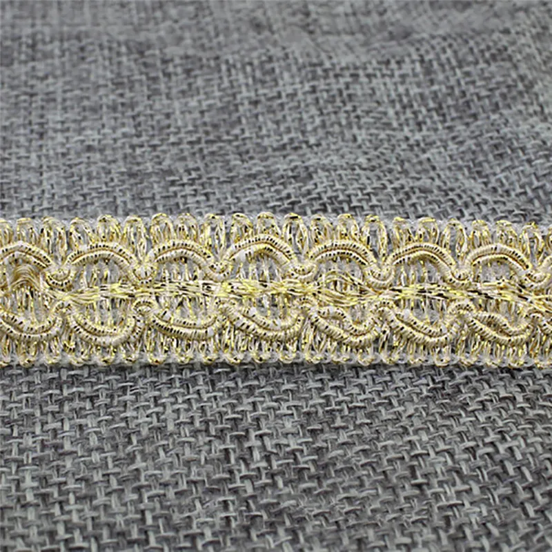 Lychee Life Braided Gold Lace Trim 10 Yard Sequins Lace Ribbon for Dress DIY Sewing Material for Bridal Dress