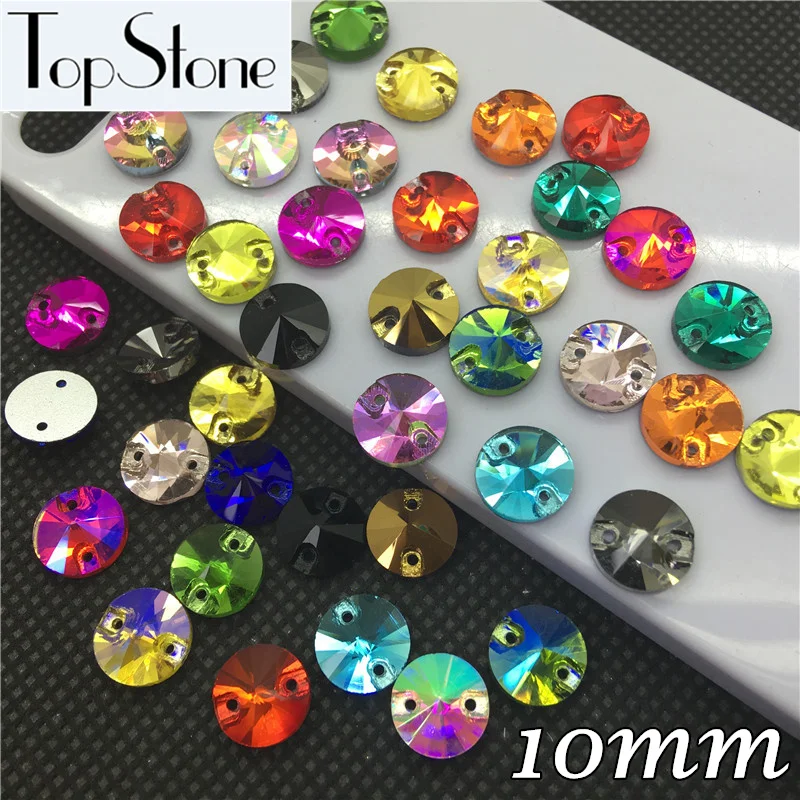 

All Colors 360pcs 10mm Two Holes Rivoli (Foiled) Glass Crystal Sew-on Stone Flatback Sewing Jewerly Beads Dress Deco
