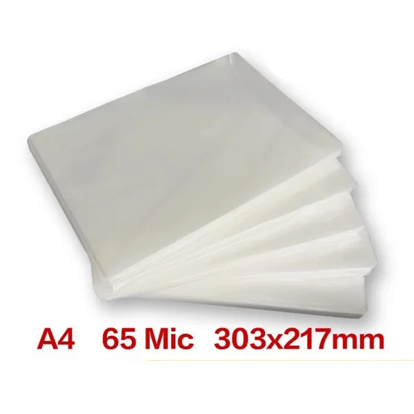 

100 Sheets/Pack A4 65mic 303x217mm Laminator Flim PET+EVA Material 100Pcs/Pack for Photo/Files/Card/Picture Laminating