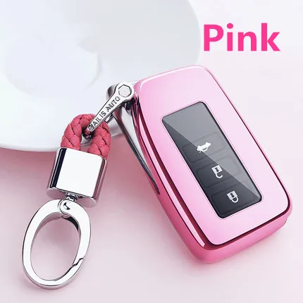 Полнозащитный ТПУ Мягкий складывающийся чехол для ключей оболочка держатель для ключей Чехлы для Lexus NX GS RX IS ES GX LX искусственный кристалл кулон - Название цвета: A-Pink-keychain