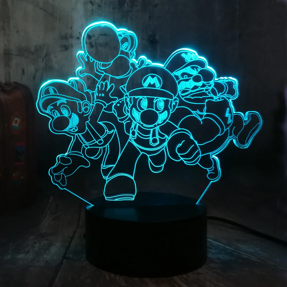 Игровой фигурка Супер Братья Марио 3D СВЕТОДИОДНЫЙ многоцветный Ночник