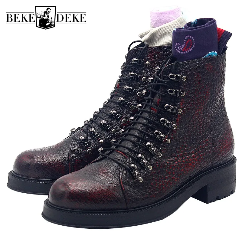 

2019 Classic Lace Up Ankle Boots Men Genuine Cow Leather British Platform Botas Luxury Top Quality Office Business Shoes