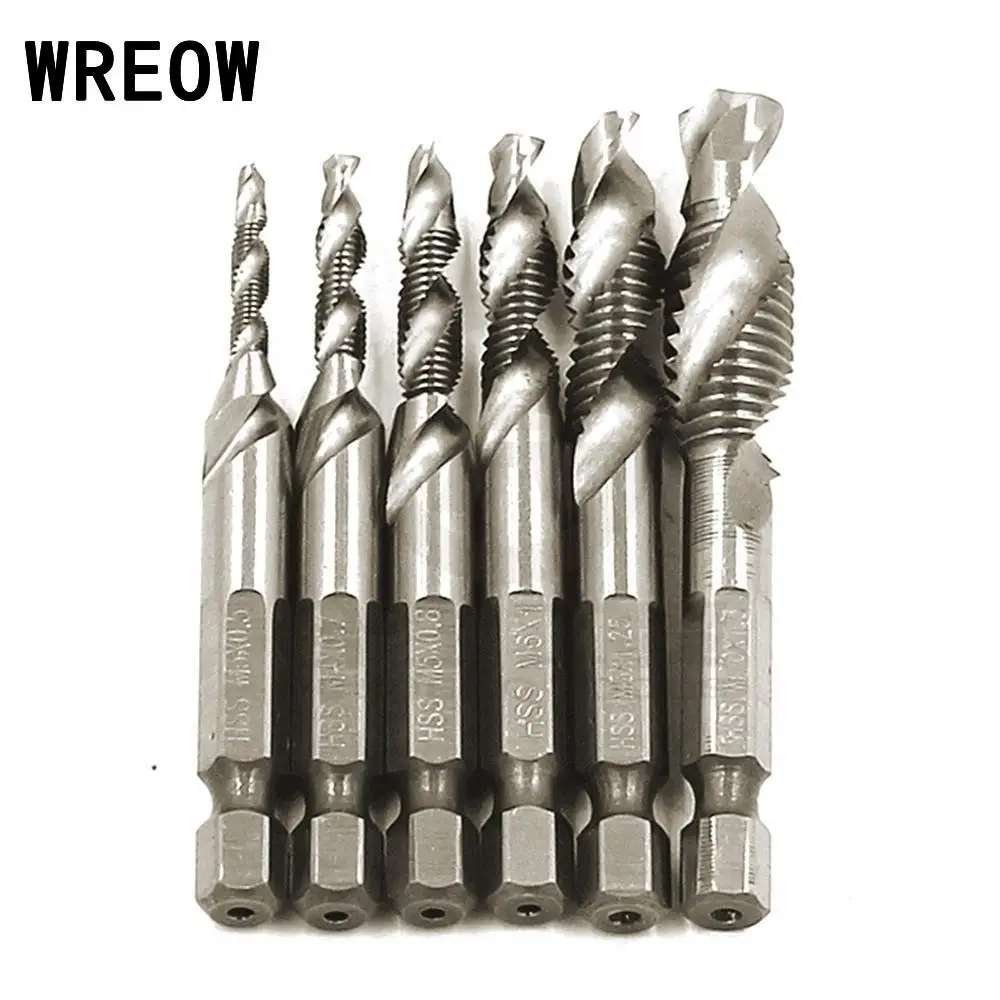 

6 Type 1Pc 1/4 Hex Shank Drill Bit Spiral Screw Thread Tap HSS Metric Composite Tap Drills M3 / M4 / M5 / M6 / M8 / M10