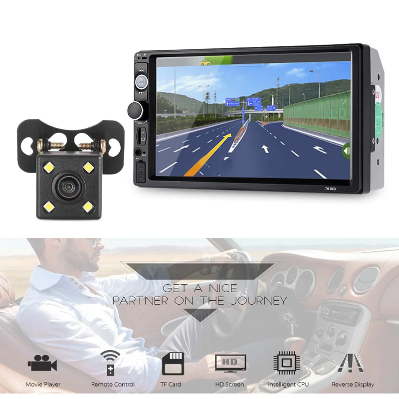 Universal 7010B Mirror Link Bluetooth Car MP5 Player with 720P Camera 7
