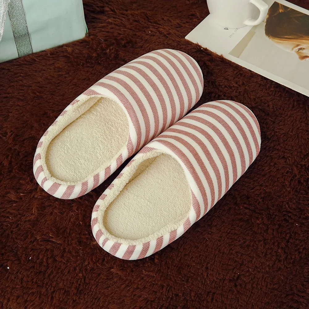 Sleeper#501 NEW Women Men Warm Striped Slipper Indoors Anti-slip Winter House Shoes casual home ladies hot Free Shipping