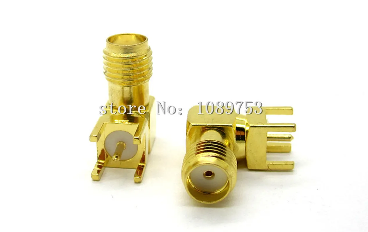 SMA RF Female Jack Right Angle 90 PCB Mount Coaxial Adapter Connector 10 pcs. 