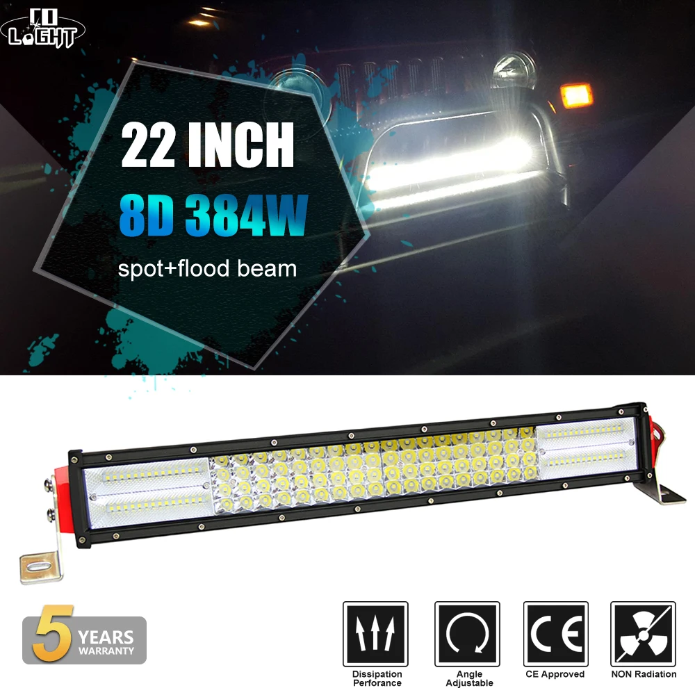 

CO LIGHT 8D 22inch LED Light Bar 4-Rows 384W Spot Flood Offroad 4x4 Led Bar Led Driving Work Light for Truck SUV ATV 4WD 12V 24V