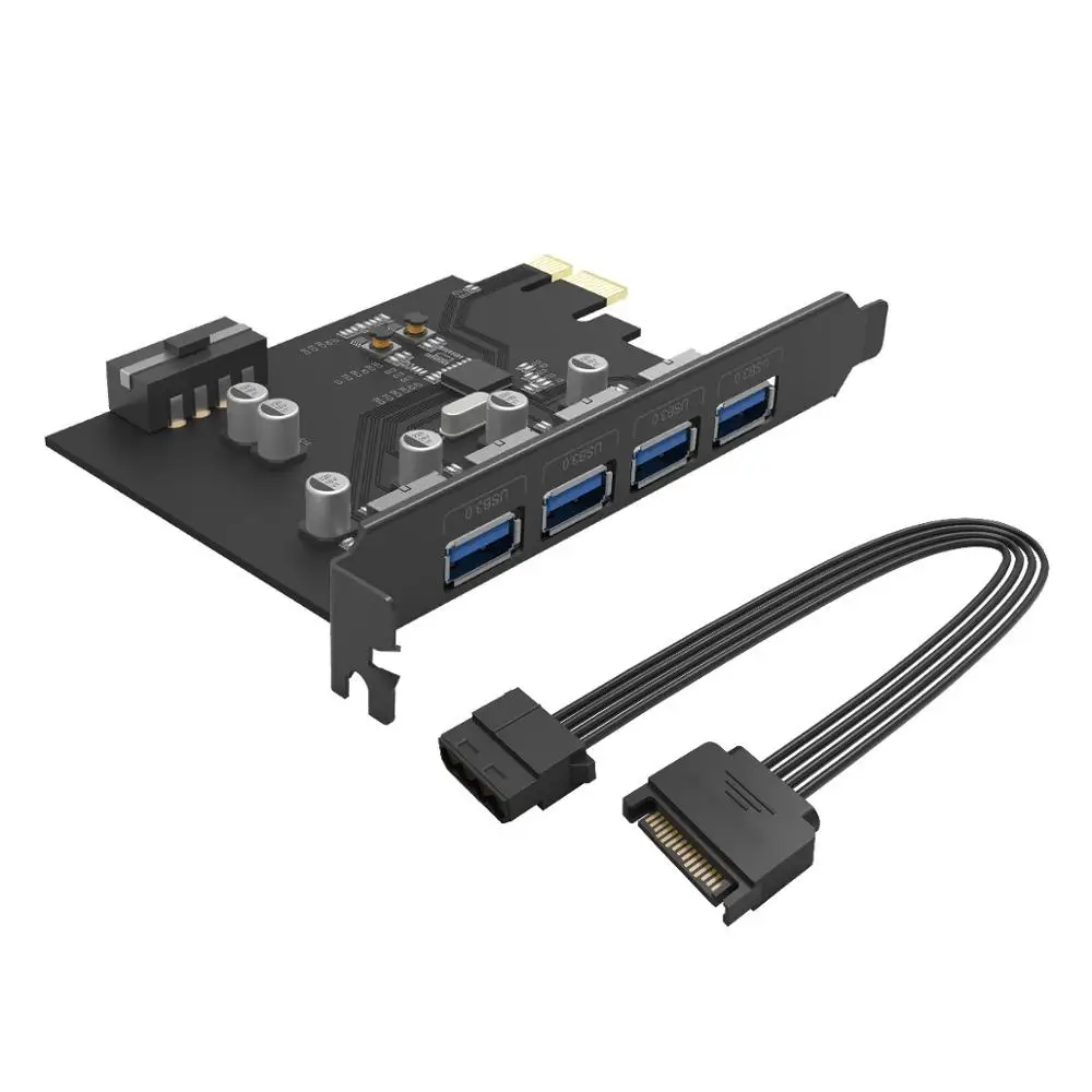 ORICO 4-Порты и разъёмы USB3.0 карта расширения PCI-E 3,0 адаптер USB 3,0 HUB расширитель PCI-E карта Поддержка Windows, Mac OS, Linux - Цвет: Черный