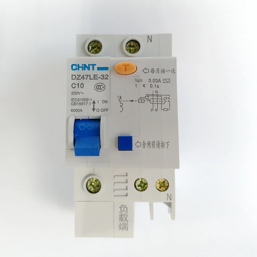 

CHINT DZ47LE-32 1P+N C10A 30mA Earth Leakage Circuit Breaker/Residual Current Operated Circuit Breaker