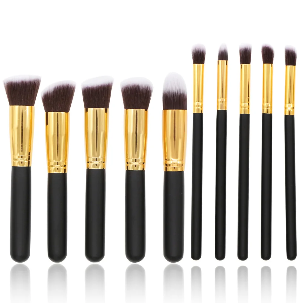 10pcs Makeup Brushes Set Synthetic Wool Professional Foundation Brush