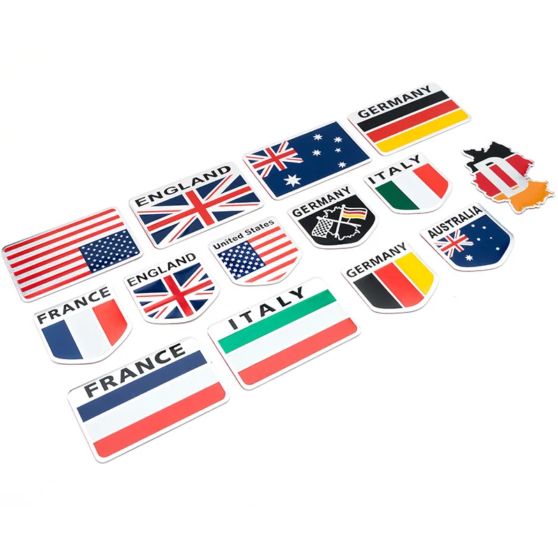 

Germany, Britain, Italy, United States, France, flag, car logo, nameplate, vehicle logo, car sticker, body sticker.