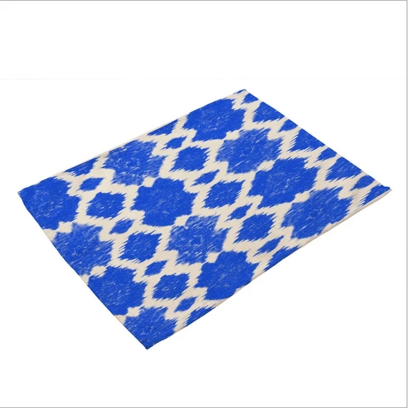 Bleu Et Blanc Chine Fleur Napperon Coton Lin Dessin Table