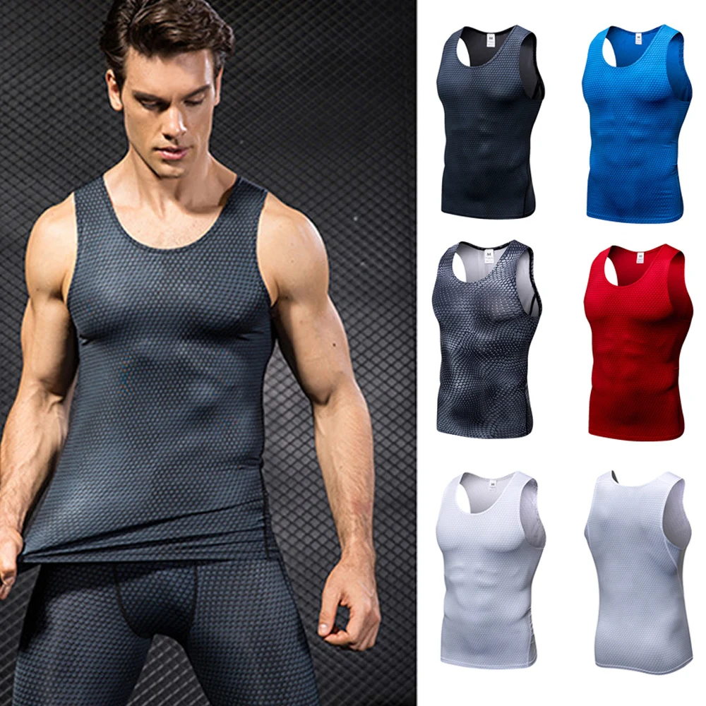 Men Elastic Sports Tank Tops Running Fitness 3D Printing Athletic Vest