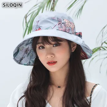

SILOQIN Foldable Elegant Lady Sun Hats Oversized Visor Women's Beach Hat Summer Anti-UV Bow Decoration Fashion Breathable Cap