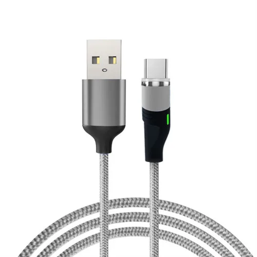 PHOMAX Магнитный usb-кабель светодиодный для iPhone Xs 8 и USB кабель typec и Micro USB нейлоновый Плетеный для samsung S8 S9 Xiaomi huawei USB C - Цвет: Silver for Type C